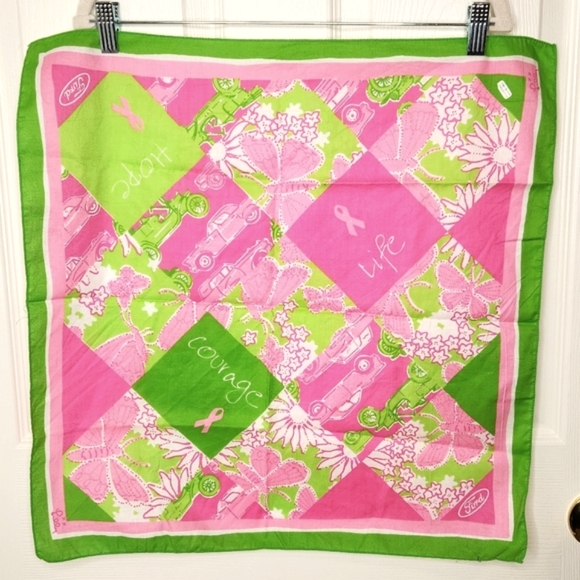 Lilly Pulitzer Accessories - Lilly Pulitzer Ford breast cancer awareness scarf bandana hope life courage
